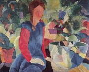 August Macke Madchen mit Fischglocke oil painting picture wholesale